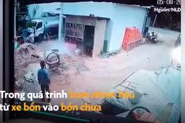 Xe bồn bốc cháy khi tiếp nhiên liệu cho cây xăng, 2 người chết