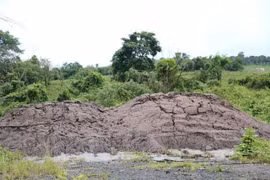 Lấy mẫu kiểm tra vụ đổ chất thải alumin tại Đắk Nông