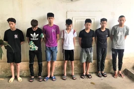 Các đối tượng tại cơ quan điều tra. Ảnh: Công an tỉnh Bắc Ninh.