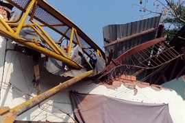 Cần cẩu DACH Topaz Home đổ sập đè nhà dân, 2 người bị thương