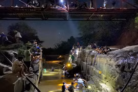 Lâm Đồng: Sông cạn trơ đá, người dân soi đèn bắt cá trong đêm