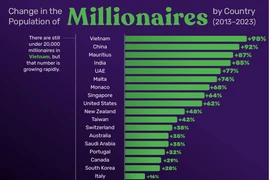 Việt Nam có hơn 19.000 triệu phú USD, tăng nhanh nhất thế giới