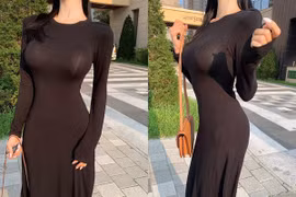 Mặc váy co giãn, gái xinh tưởng kín hóa ra hở tứ bề