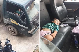 Vô tư ngủ trên xe tải, bé gái gợi "cả trời thương nhớ"