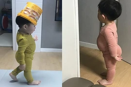 Thiên thần nhí "bụng tấn công mông phòng thủ" khiến ai cũng phát cuồng