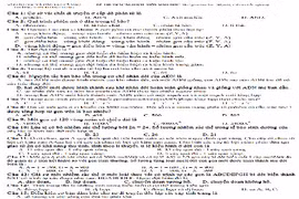 Đề thi thử THPT quốc gia 2015 môn Sinh học THPT Khánh Hưng