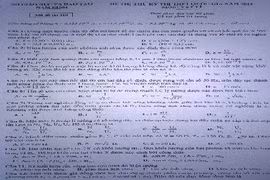 Đề thi thử THPT quốc gia 2015 môn Vật Lý toàn tỉnh Nam Định ngày 5/6