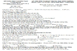 Đề thi thử THPT quốc gia 2015 môn Vật Lý THPT Nguyễn Huệ và đáp án