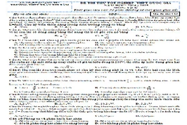 Đề thi thử THPT quốc gia 2015 môn Vật Lý tỉnh Quảng Trị và đáp án