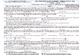 Đề thi thử THPT quốc gia 2015 môn Vật Lý tỉnh Quảng Trị và đáp án