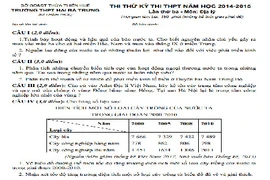 Đề thi thử THPT quốc gia 2015 môn Địa lý tỉnh Thừa Thiên Huế
