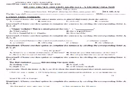 Đề thi thử THPT quốc gia 2015 môn Tiếng Anh THPT Lương Ngọc Quyến