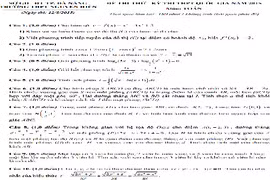 Đề thi thử THPT quốc gia 2015 môn Toán THPT Nguyễn Hiền và đáp án