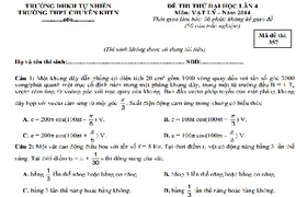 Đề thi thử THPT quốc gia 2015 môn Lý chuyên KHTN và đáp án