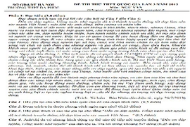 Đề thi thử THPT quốc gia 2015 môn Ngữ Văn THPT Đa Phúc HN