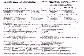 Đề thi thử THPT quốc gia 2015 môn Tiếng Anh chuyên Biên Hòa