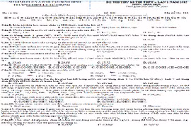 Đề thi thử THPT quốc gia 2015 môn Hóa học THPT Lý Tự Trọng