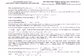 Đề thi thử THPT quốc gia 2015 môn Toán tỉnh Nghệ An