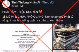 Cảnh báo giả mạo kêu gọi quyên góp ủng hộ chùa Phổ Quang bị cháy