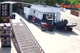 Cuộn hàng trên xe đầu kéo rơi đè bảo vệ công ty tử vong