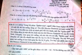 Đề kiểm tra Toán “đậm chất teen“
