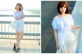 Hotgirl fan MU đi dép xỏ ngón thả dáng trên cầu Nhật Tân