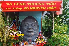 Tạc chân dung Đại tướng cho người dân phúng viếng
