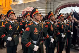 Hình ảnh các chiến sĩ Việt Nam tham gia sơ duyệt tại Quảng trường Đỏ