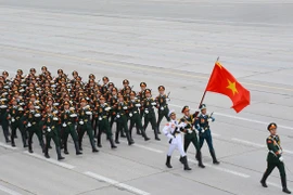 Đoàn Việt Nam hợp luyện chuẩn bị tham gia Lễ duyệt binh trên Quảng trường Đỏ
