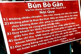 Dân mạng nổi sóng vì bảng hiệu quán bún bò bị tịch thu