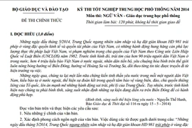 Đề và đáp án tốt nghiệp THPT môn Địa lý năm 2014