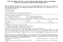 Đề thi thử THPT quốc gia môn Sinh chuyên ĐHSPHN và đáp án