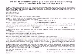 Đề thi thử THPT quốc gia môn Sinh chuyên ĐHSPHN và đáp án