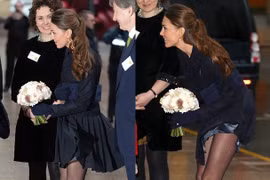 Công nương Kate Middleton chật vật vì váy ngắn