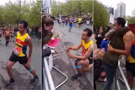 Chàng vận động viên bỏ thi marathon để cầu hôn bạn gái
