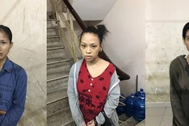 Nhóm đối tượng tại công an.