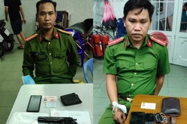 Nhóm đối tượng tại công an.