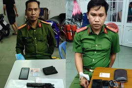 Nhóm đối tượng tại công an.