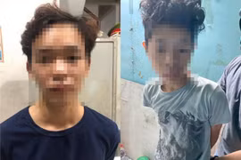 Hai đối tượng tại cơ quan công an 