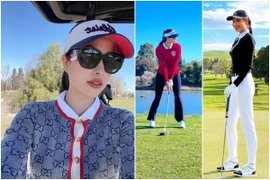 Phạm Hương hễ chơi golf là kín mít, khác hẳn dàn Hậu quê nhà