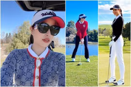 Phạm Hương hễ chơi golf là kín mít, khác hẳn dàn Hậu quê nhà