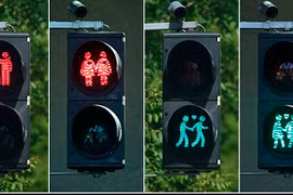 Đèn giao thông đồng tính siêu dị ở nước Áo