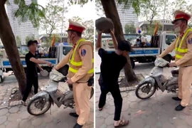 Con vi phạm giao thông, bố say rượu gây hấn tại chốt CSGT