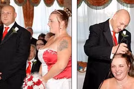 Cô dâu cạo đầu quyên tiền cho quỹ ung thư 