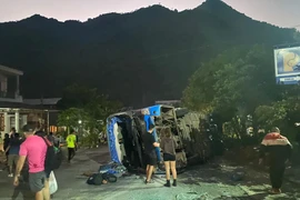 15 khách Tây nhập viện sau vụ lật xe khách