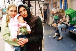 Bà mẹ 19 tuổi đưa 2 con đi giao hàng, gây xôn xao mạng xã hội