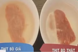 Kinh hãi thịt bò giả chuyển màu trắng nhợt sau khi rửa