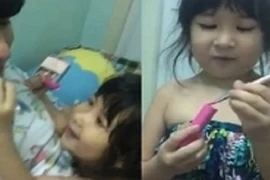 Con gái Huy Khánh trổ tài trang điểm "thần thánh" cho bố