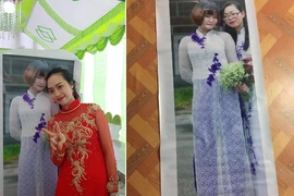 Cô dâu chụp ảnh cùng hình bạn thân trong ngày cưới