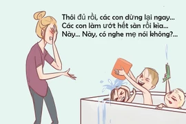 Bộ tranh nỗi khổ của bà mẹ có nhiều con nhỏ